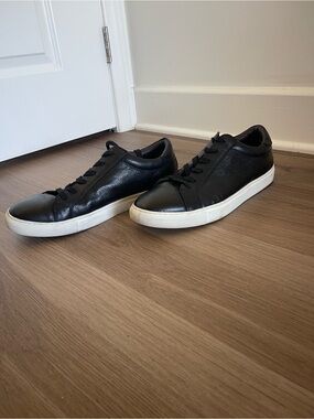 Vittorio Russo Black Leather Sneakers with White Sole